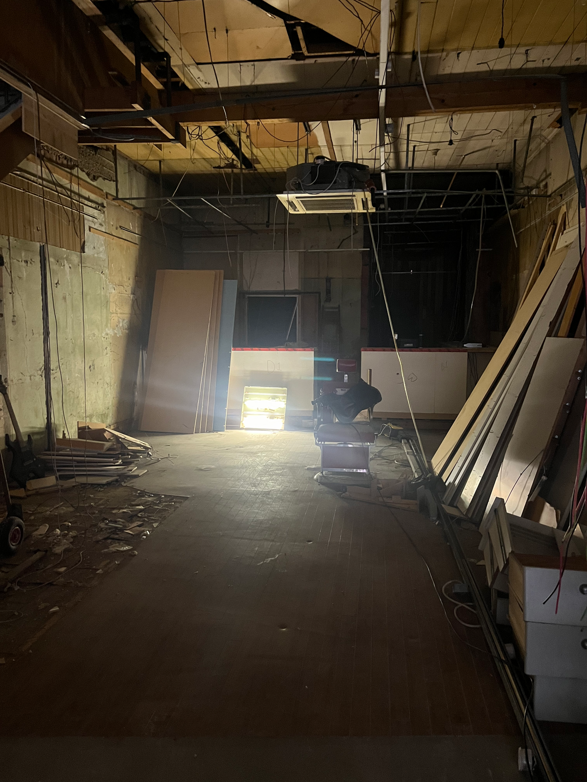 Renovation work at Ómra’s future café on Strand Road