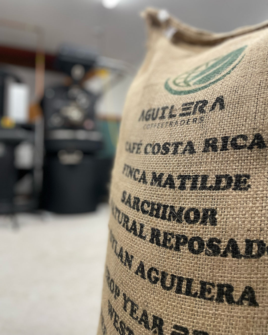 New Costa Rican coffee being checked and sample-roasted at Ómra